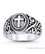 Cross Charm Filigree 3-11mm .925 Sterling Silver Right-Hand Signet Catho... - $32.49