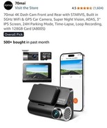 70mai 4K Dash Cam A800S Built In GPS ADAS Parking Mo.DVR Car W Inter/Rea... - $138.62 CAD