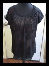 Ladies Size M Black Chifon Top with Printed Undershirt - €6,93 EUR