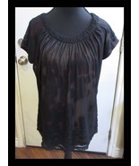 Ladies Size M Black Chifon Top with Printed Undershirt - $145.62 MXN