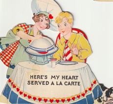 MECHANICAL Girl Chef, Heart On a Platter To a Boy Vintage Valentine - £6.72 GBP