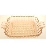 VINTAGE DEPRESSION PINK GLASS SQUARE DOUBLE HANDLED DISH ASHTRAY - $12.00