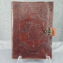 Handmade Leather Blank Journal Cover Metal Lock, Horse, Mustang, Medieva... - $16.34