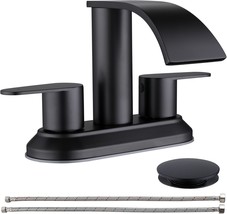 4 Inch Centerset Bathroom Faucets Black Matte, Jodulos 2 Handle Waterfal... - £44.02 GBP