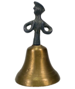 Vintage Brass Hand Bell w/ Iron Man Figure, Flat Head - 4.5&quot; Tall - $16.83