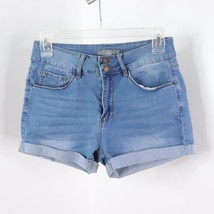 Cali 1850 Juniors 7 Light Blue Stone Wash Denim Stretch Mini Shorts Hot ... - £7.83 GBP