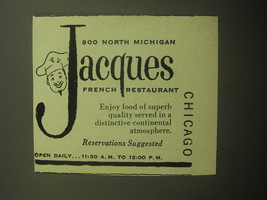 1958 Jacques Restaurant Ad - Chicago - £14.78 GBP