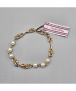 Marvella Faux Pearl Bracelet NOS with Tags Gold Tone Chain Triple Bead 6... - €21,78 EUR