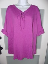 JUST MY SIZE Berry Color Front Tie SS Shirt Size 3X (22W/24W) Women&#39;s - $12.00