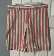 Lands&#39; End  Mens&#39; Pink and White Striped Traditional Fit Shorts Size 32 - £13.14 GBP
