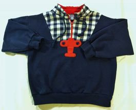 Kitestrings Airplane Sweatshirt Navy Quarter Zip shirt Kids 6/6X  Vintage - $19.64