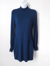 Lulus Solid Blue Dress Women Medium Long Sleeves Monk Neck Back Keyhole ... - £19.78 GBP