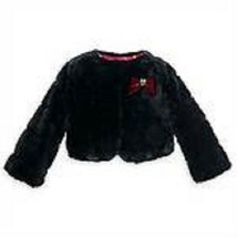 WDW Disney Girl&#39;s Minnie Mouse Deluxe Black Faux Fur Jacket Size 3 Brand New - £35.39 GBP