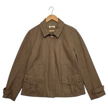 J Crew Coat Womens Large Brown Wool Utility Field Barn Preppy Workwear C... - $49.49