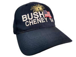 Vtg Bush Cheney 04 Presidential Election Fireworks Flag Navy Baseball Ha... - $8.59