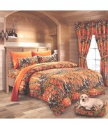 17 pc ORANGE CAMO SET KING COMFORTER SHEETS PILLOWCASES and 2 CURTAIN SETS - $2,437.36 MXN
