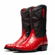SAVANNAH Genuine Ostrich Skin Cowboy Boot from the Western Collection Red image 3