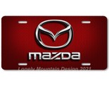 Mazda Inspired Art Gray on Red Hex FLAT Aluminum Novelty Auto License Ta... - $17.99