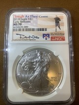 2018- American Silver Eagle- NGC- MS70- ER - Tough As They Come SSG Travis Mills - £72.85 GBP