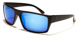 NEW RECTANGLE CLASSIC MENS BLACK PLASTIC BLUE LENS SUNGLASSES 712074 MAR - £8.28 GBP