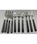 10 Pc Vintage Stainless Taiwan Black Plastic Handle Flatware Silverware - $10.35
