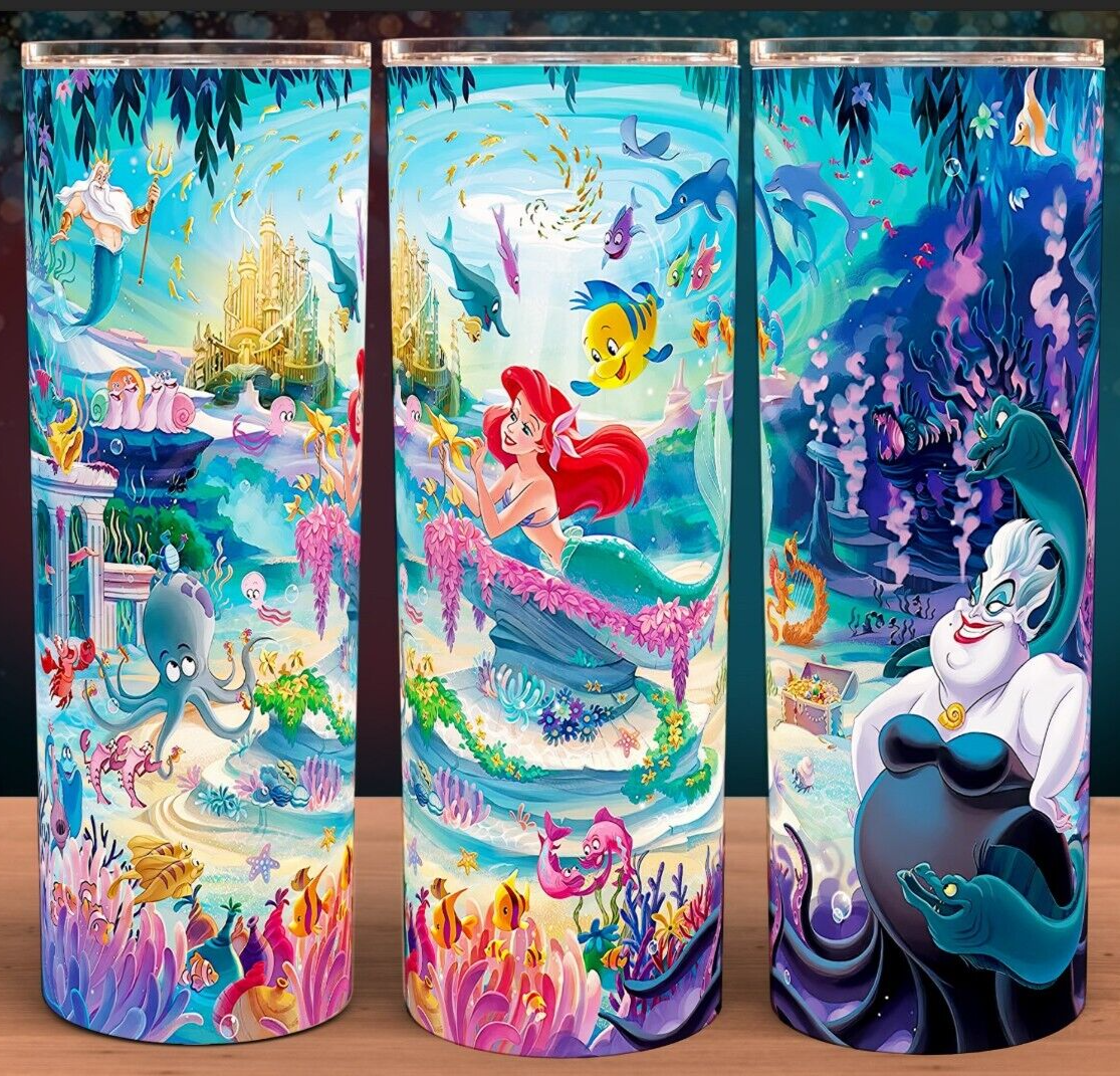 Primary image for Little Mermaid Cartoon 90s Style Cup Mug  Tumbler 20oz with lid and straw