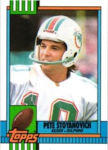 Pete Stoyanovich Miami Dolphins RC 1990 Topps NFL Football Card - £1.59 GBP