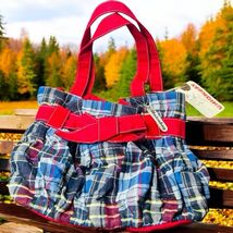 Union Bay Blue Red Plaid Bow Purse Satchel Bag NWT - $24.87
