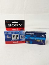 SONY 8MM P6-120MP (1) &amp; SONY VHS-C TC-30VHG(1) LOT OF 2 TAPES - £9.23 GBP