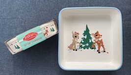 Rudolph &amp; Clarice Reindeer Christmas Square Baking Dish Pan &amp; 2  Coquett... - £36.73 GBP