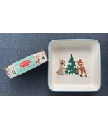 Rudolph &amp; Clarice Reindeer Christmas Square Baking Dish Pan &amp; 2  Coquett... - £36.82 GBP