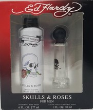 Christian Audigier Ed Hardy Skulls &amp; Roses Men&#39;s Deodorant Spray Gift Set - £38.13 GBP