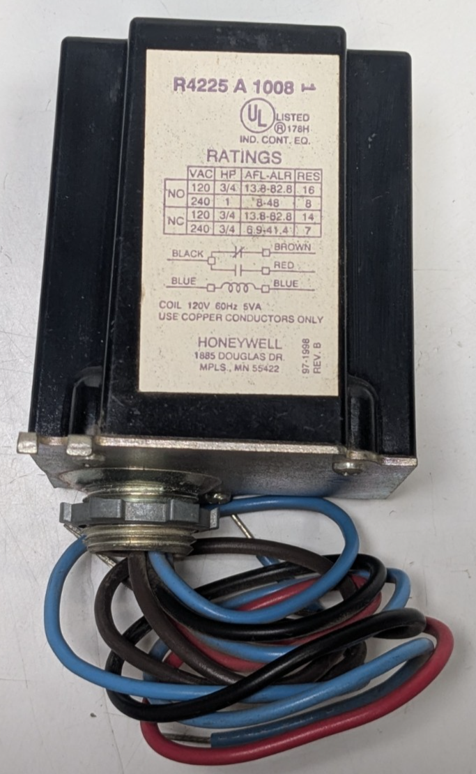 NOS Honeywell R4225A 1008 Fan Relay 120V - SPDT Switching - Spud Mounting - $29.69