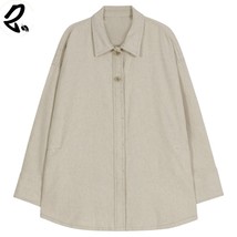 Women&#39;s linen cotton niche design texture shirt-style jacket - $51.99