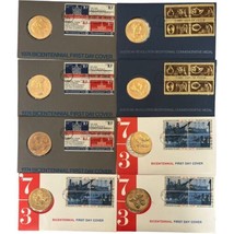 1973 &#39;74 &#39;75 Bicentennial First Day Covers Commemorative Medals &amp; Stamps Lot 8 - £29.57 GBP