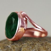 925 Sterling Silver Emerald Sz 2-14 Oval Handmade Wedding Ring Women GRS-1440 - £40.03 GBP+