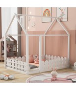 Cocoa Yacht Club Full Size Wood Bed House Bed Frame with Fence (White ) - $560.00