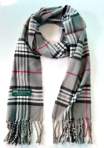 Men&#39; Womens Winter Warm Scotland Made 100% Cashmere Scarf Plaid Gray #S305 - £5.93 GBP