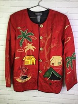 Indigo Moon Womens Size L Blazer Jacket Red Embroidered Art To Wear Asian Boho - £30.45 GBP