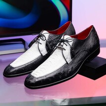 Andretti Genuine Ostrich Leg Dress Derby's Tasseled Laces Shoes White / Black image 6