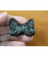 (Y-BUT-564) Green Black Jasper BUTTERFLY stone figurine gemstone butterf... - $19.99