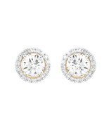 3 Carat Round Lab Grown Diamond Halo Earrings in 14K Yellow Gold Women V... - £1,436.41 GBP