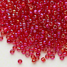 Matsuno 8/0, Transp Ruby Red AB, Round Seed Bead, 50g, glass - $6.00