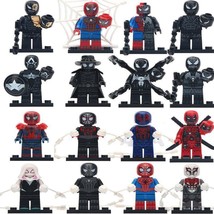 16pcs Spiderman &amp; Symbiote Venom Miles Morales Noir Spider-Gwen Minifigures - £25.76 GBP