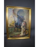 Original Oil on Canvas Arabian Guardian at the Caliphate Palace Orientalist - $479.68 CAD