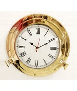 17&quot; Antique Marine Solid Brass Ship Porthole Analog Clock Nautical Wall ... - £78.49 GBP