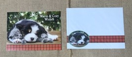 Puppy w Kitten Sleeping Cuddling Warm And Cozy Wishes Christmas Holiday Card - £1.93 GBP