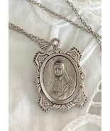 Vintage St Francis Xavier Cabrini Ornate Medal & Chain Pray For Us Italy - €30,33 EUR