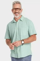 Men&#39;s Button Down Shirt Green Short Sleeve Sizes L XL XXL NEW - $19.99