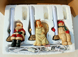 Alsy 3 Piece Holiday Welcome Lights Santa Snowman Angel Hand Painted Electric - £11.85 GBP